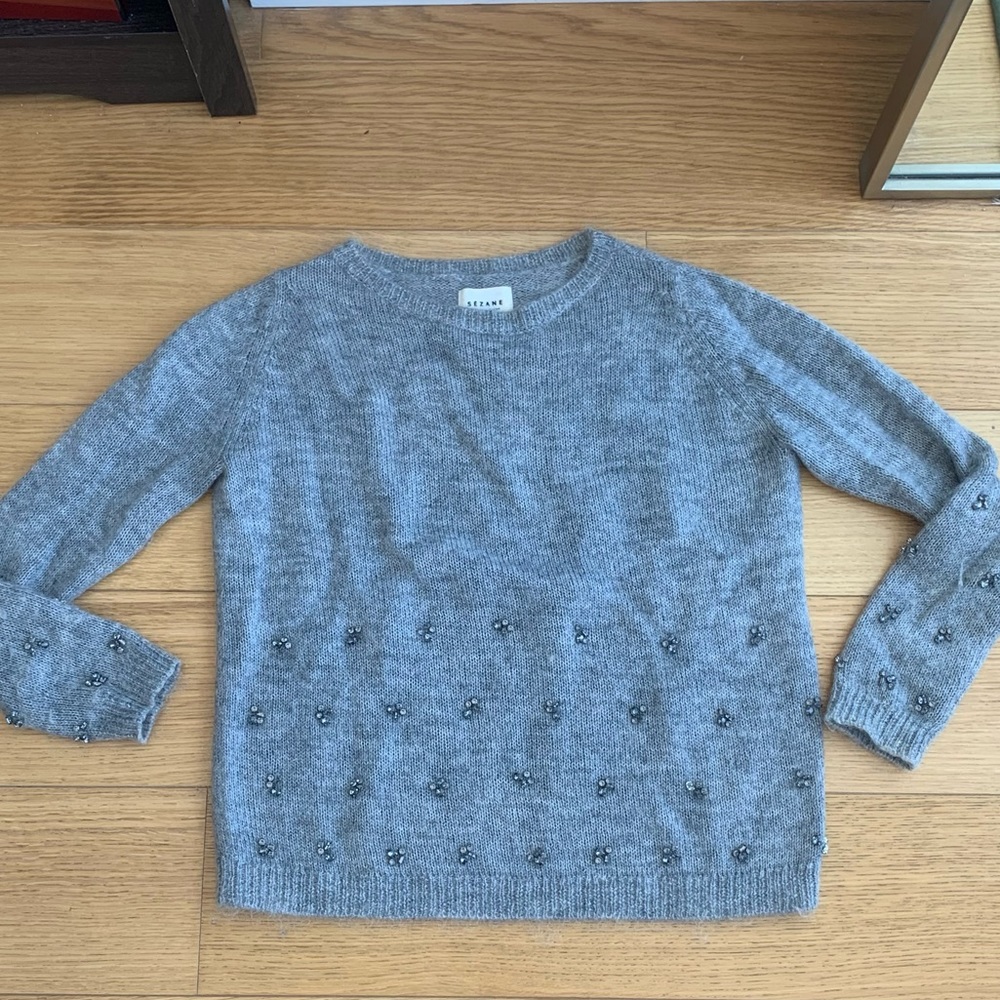Sezane Sweater with Crystal Beading Detail